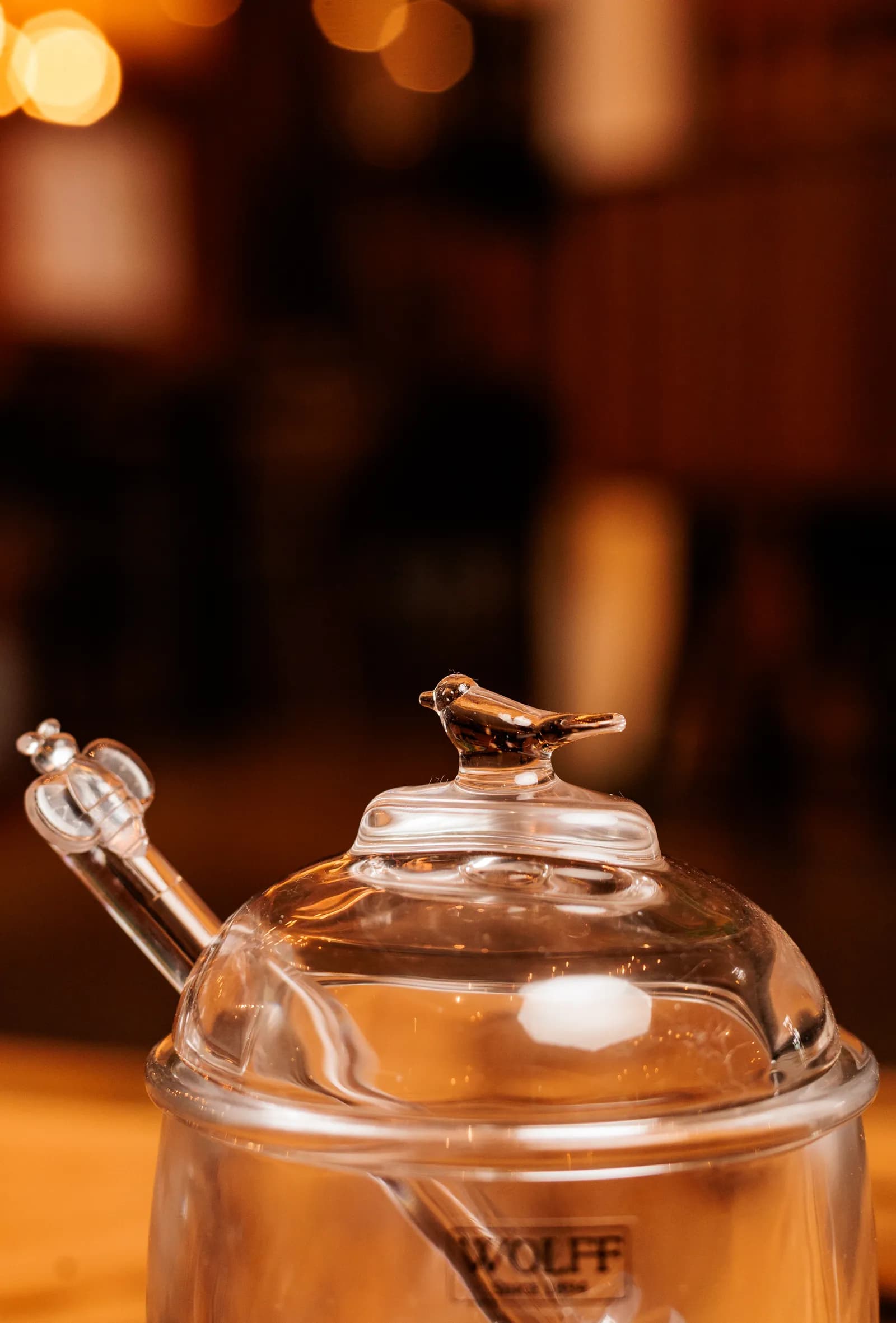 MELEIRA CRISTAL COM PEGADOR E TAMPA BIRD 150ML — imagem 3 de 5