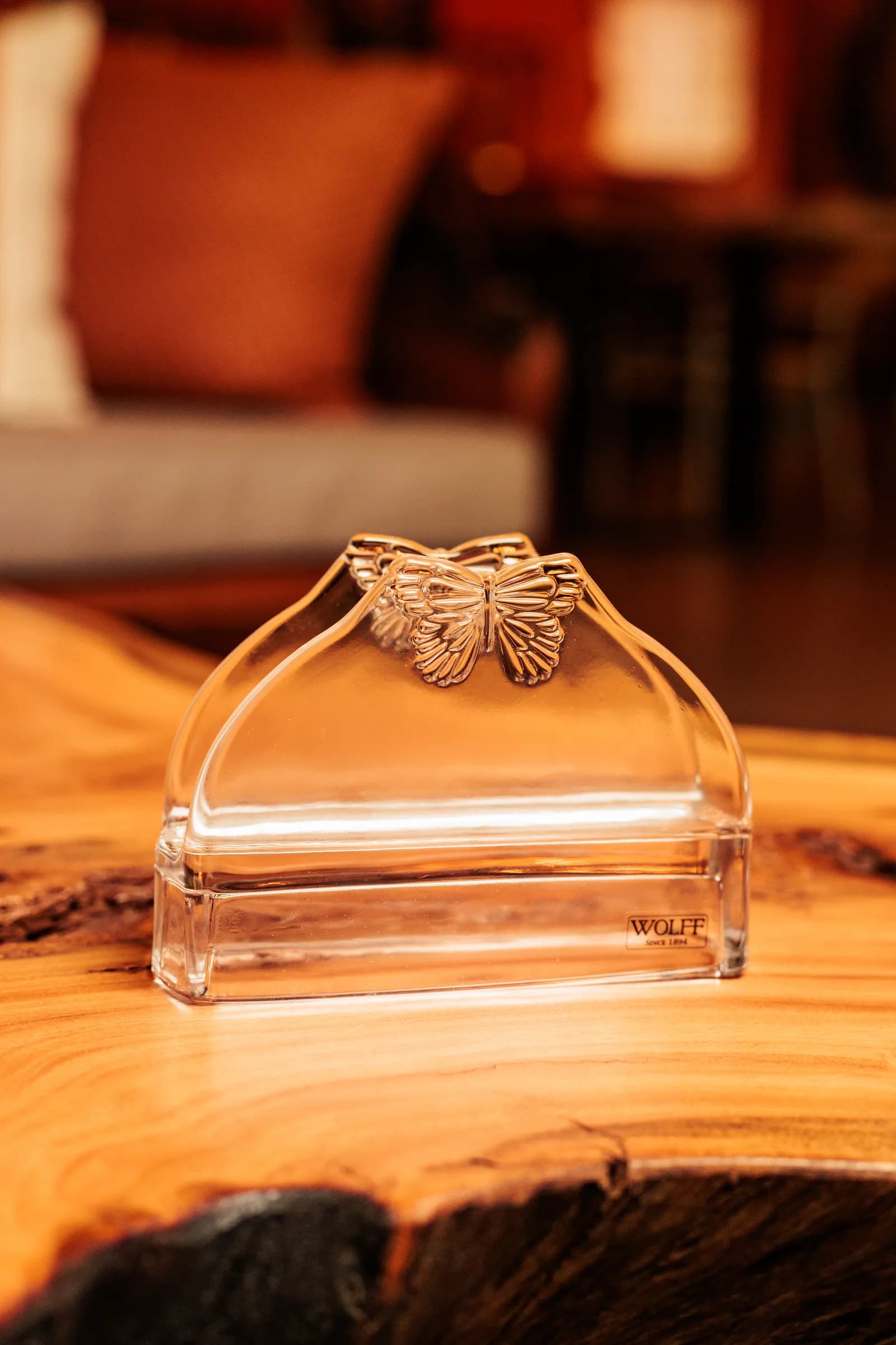 PORTA GUARDANAPOS VIDRO BUTTERFLY 13X4X9 — imagem 1 de 2