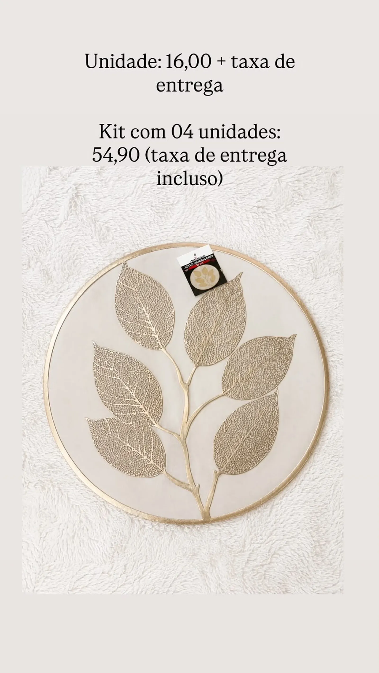 JOGO AMERICANO - CONJUNTO 4 PEÇAS (TAXA DE ENTREGA INCLUSA)