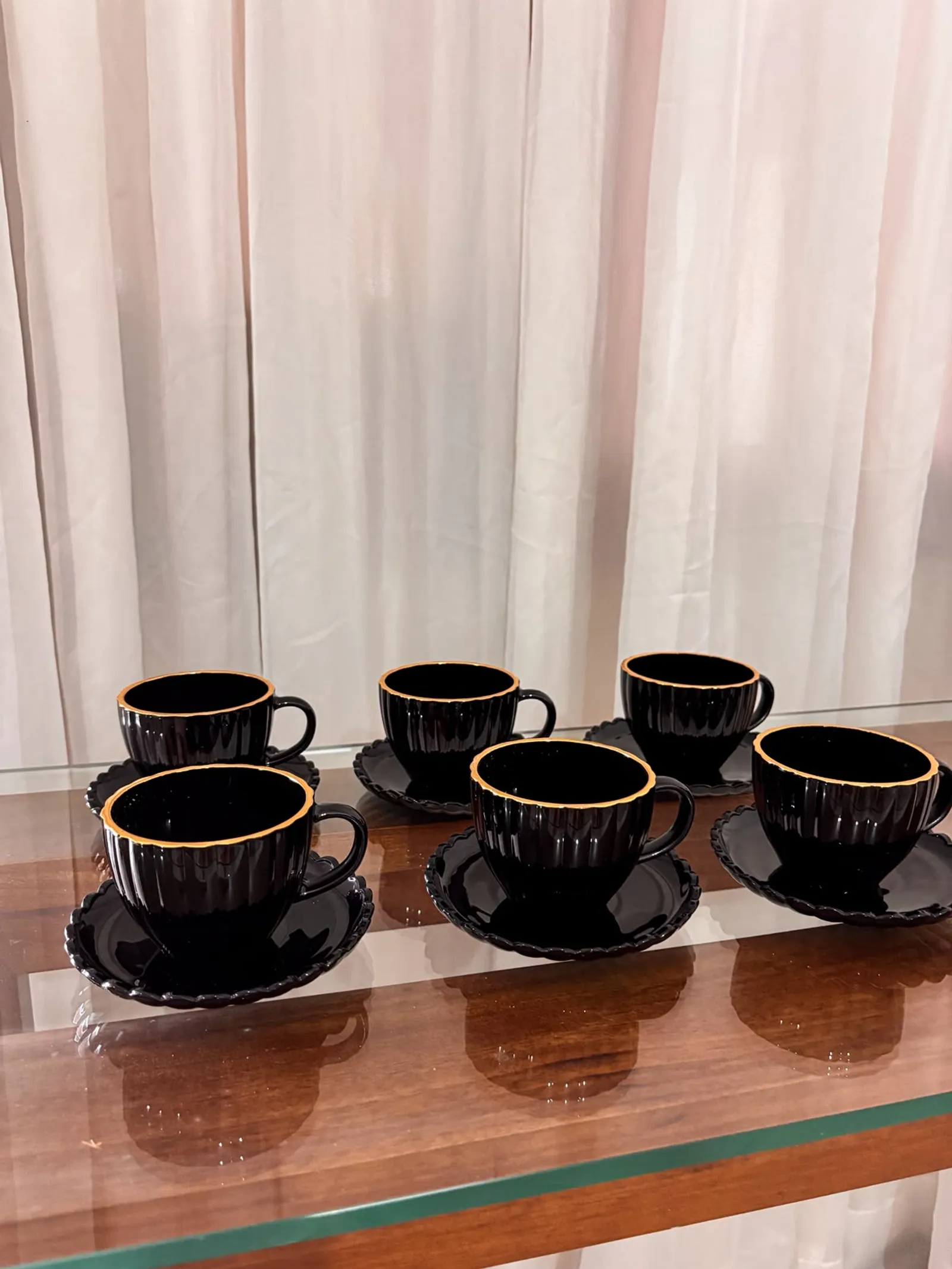 JOGO DE XÍCARAS 6 PCS C/PIRES VIDRO 200ML — imagem 1 de 2