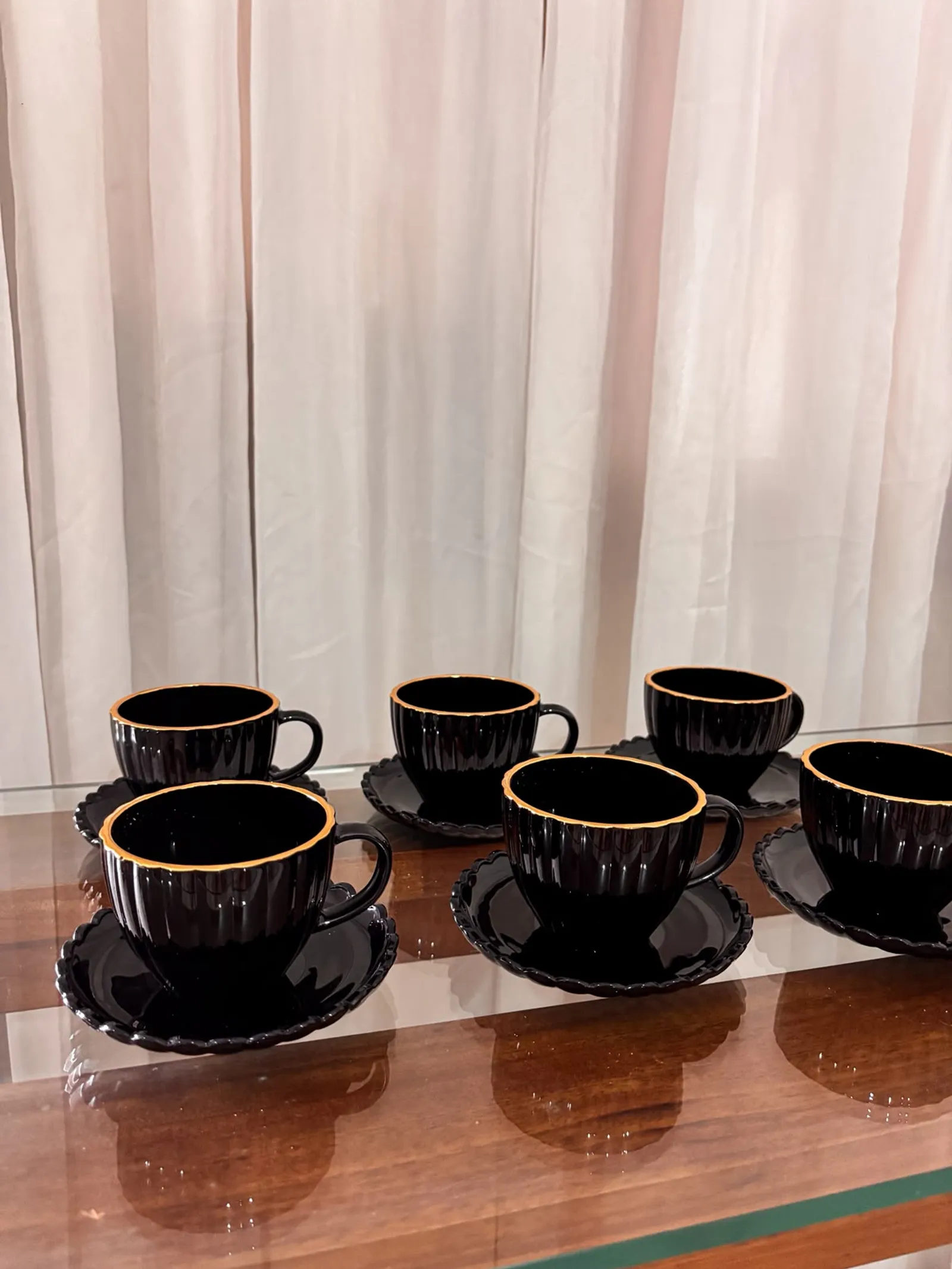 JOGO DE XÍCARAS 6 PCS C/PIRES VIDRO 200ML — imagem 2 de 2