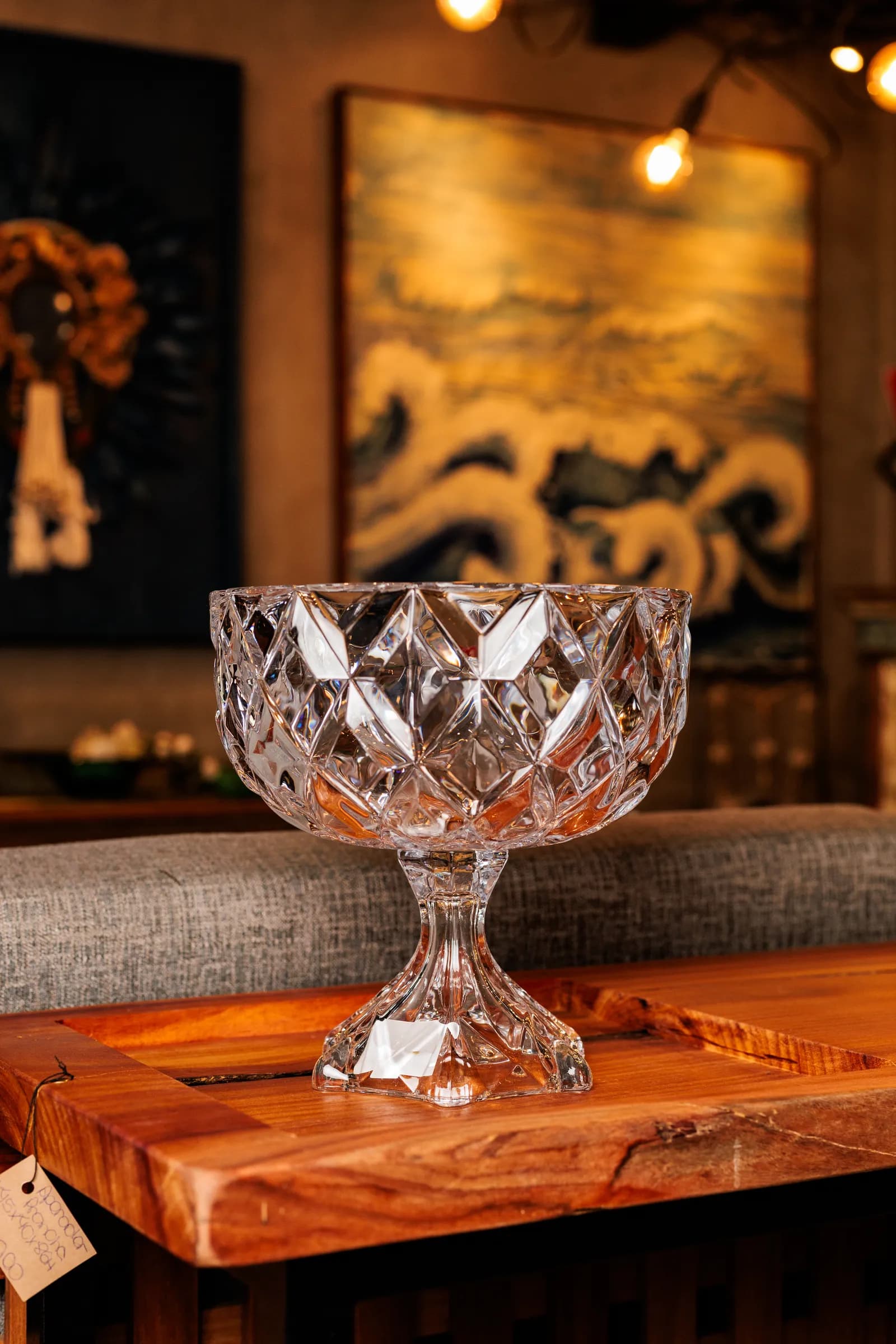 CENTRO MESA VIDRO C/PE 24CM DELI DIAMOND — imagem 2 de 2