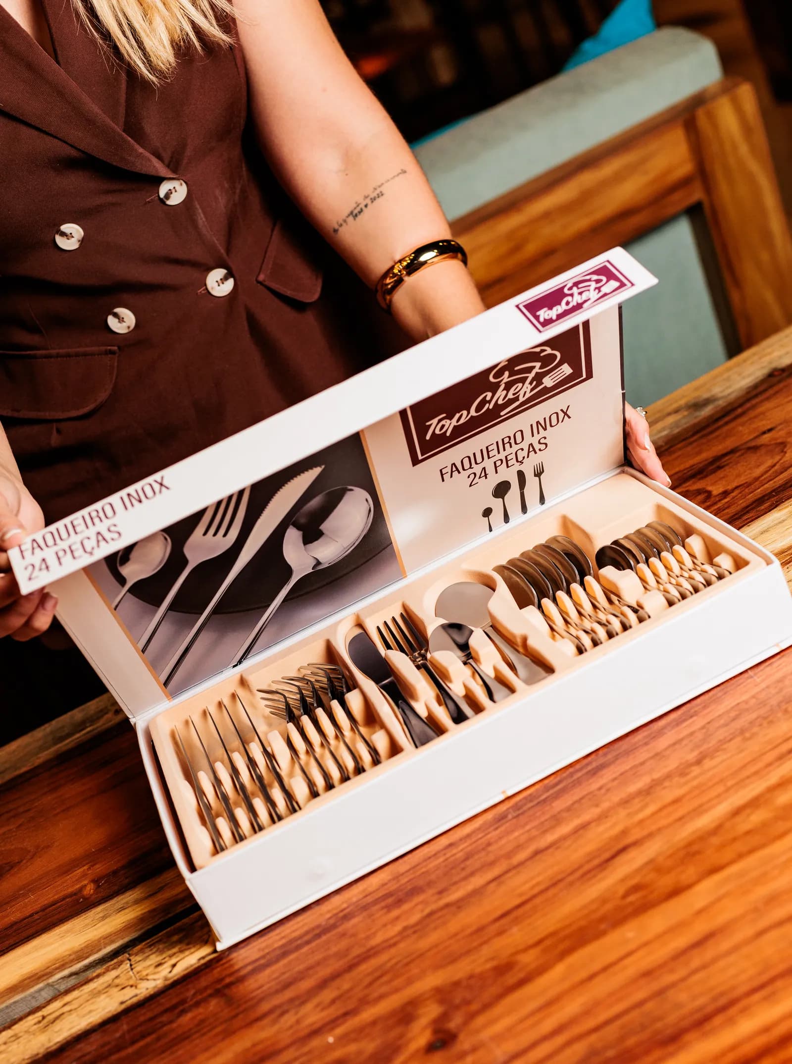 FAQUEIRO 24 PEÇAS EM INOX TOP CHEF — imagem 6 de 8