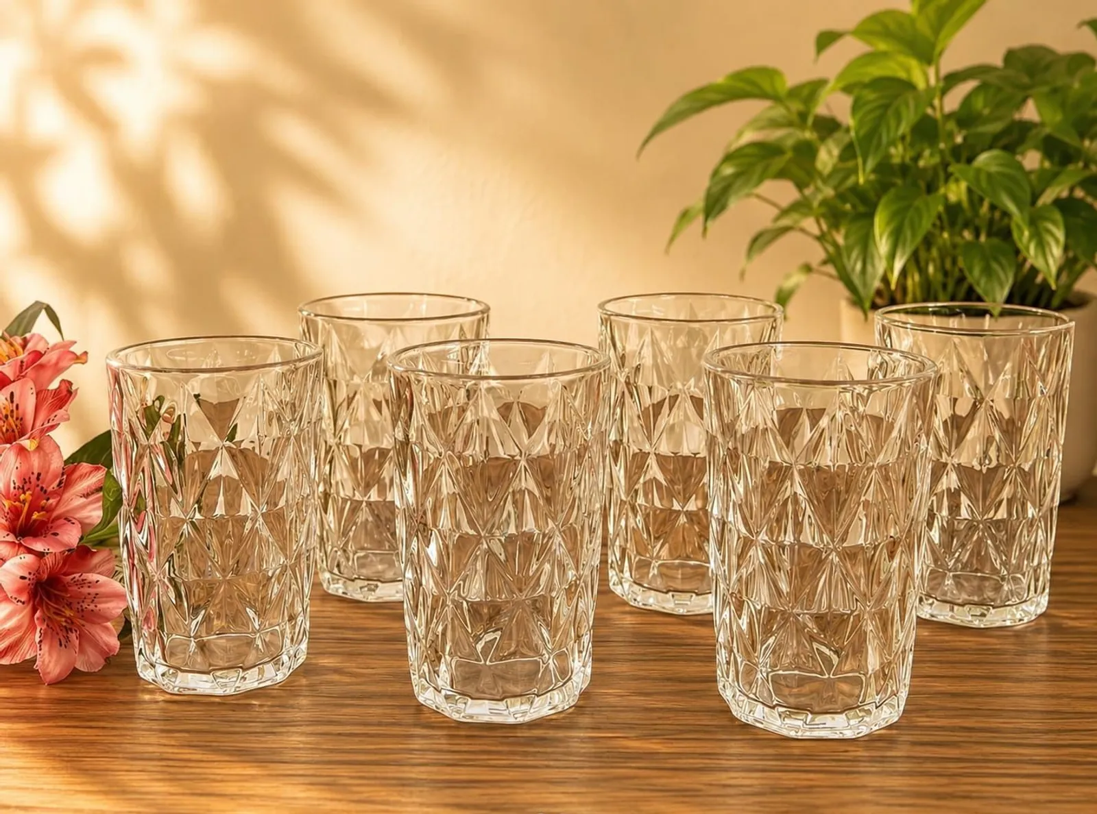 JOGO DE COPOS 6 PEÇAS VIDRO 350ML DIAMOND CLEAR