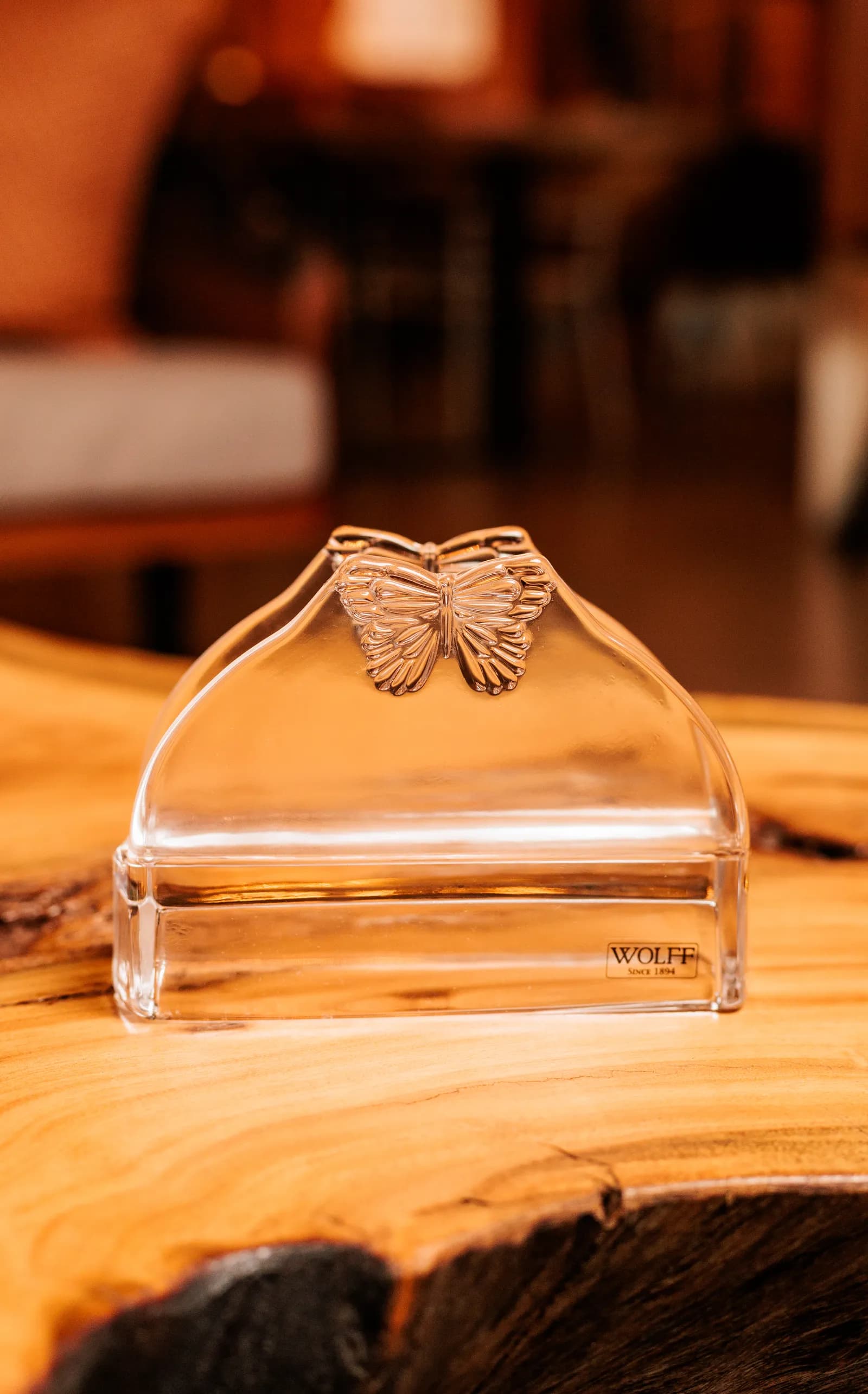PORTA GUARDANAPOS VIDRO BUTTERFLY 13X4X9 — imagem 2 de 2