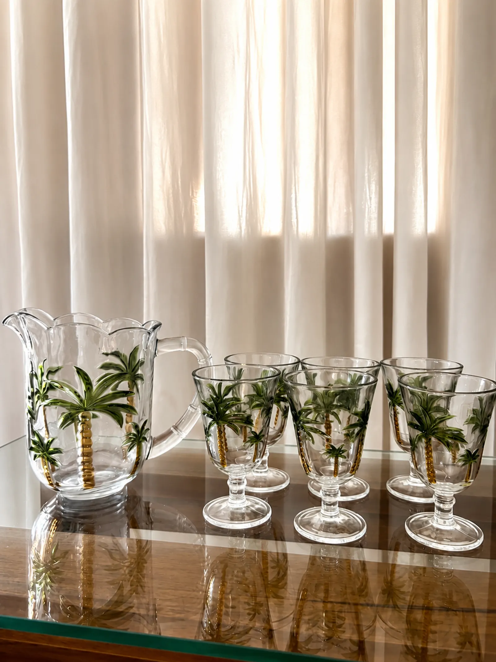 CONJUNTO DE JARRA C/6 COQUEIRO TAÇAS 1,3L/240ML