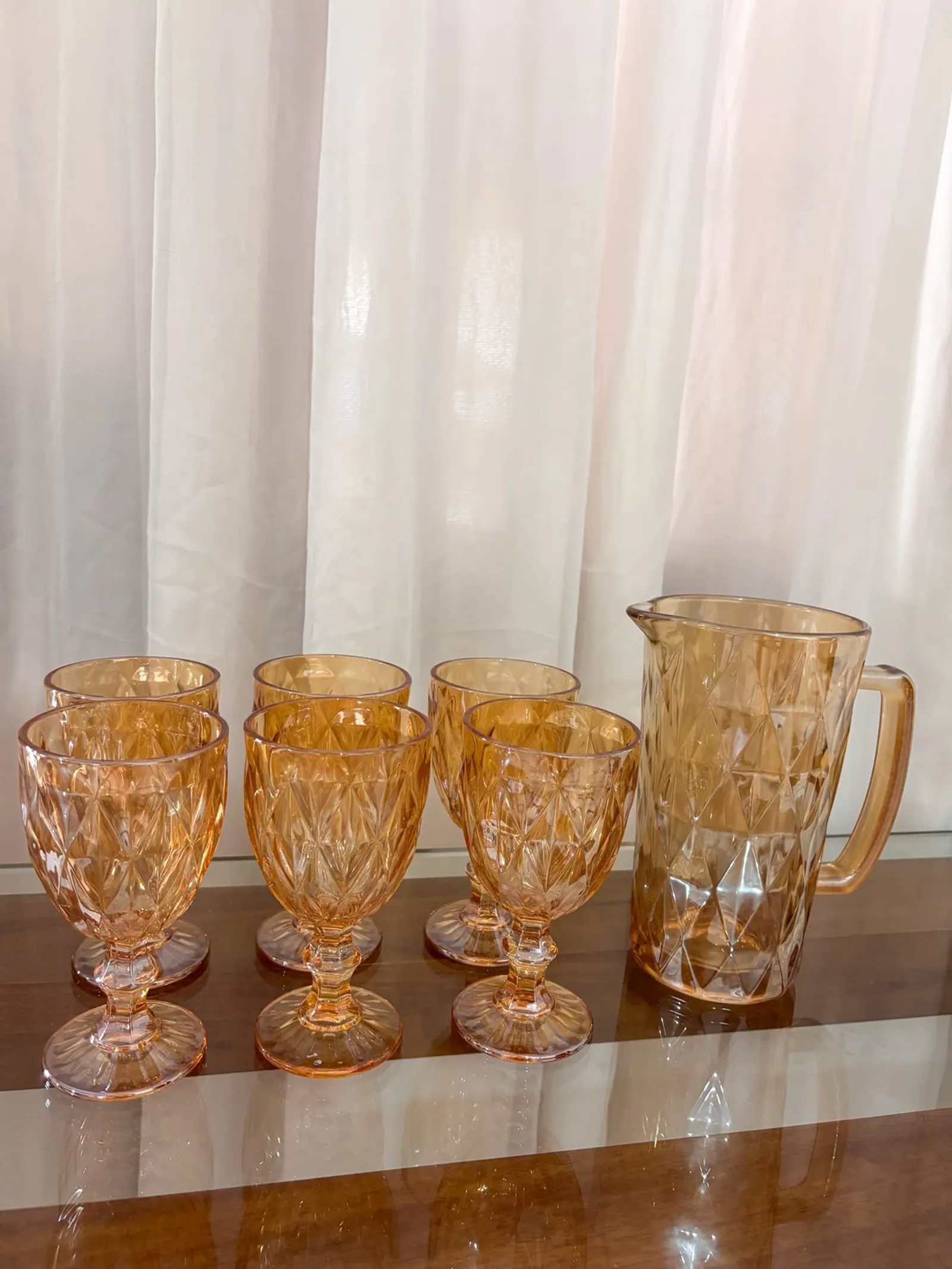 CONJUNTO DE JARRA C/6 TAÇAS 1L/260ML - ÂMBAR — imagem 1 de 2